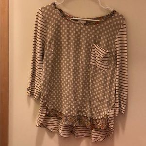 Light brown pockadot/stripped shirt